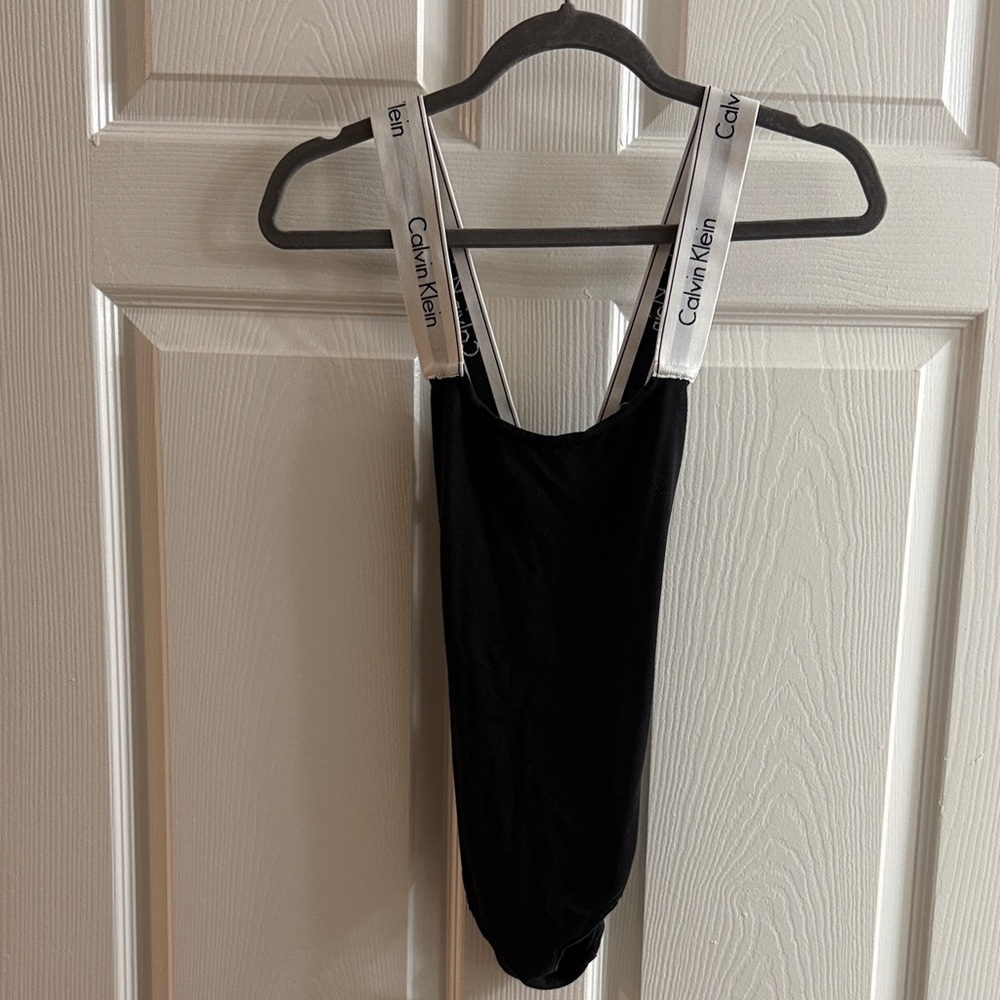 Calvin Klein Black Bodysuit with Logo Straps